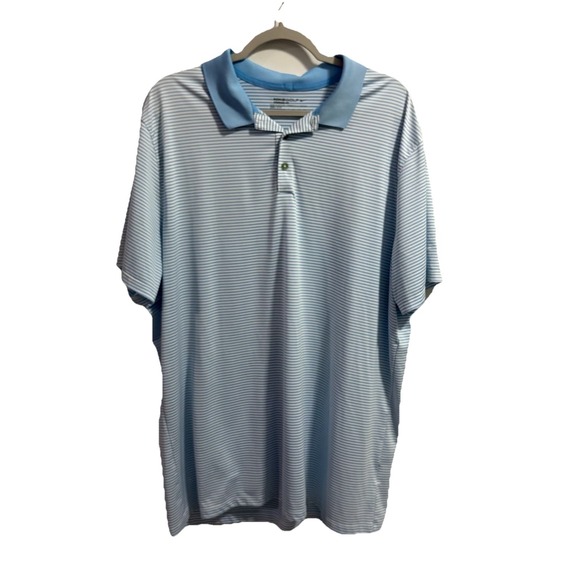 Nike Golf‎ Polo Mens XXL Blue White Stripe Standard Fit Dri-fit Short Sleeve - Picture 1 of 6